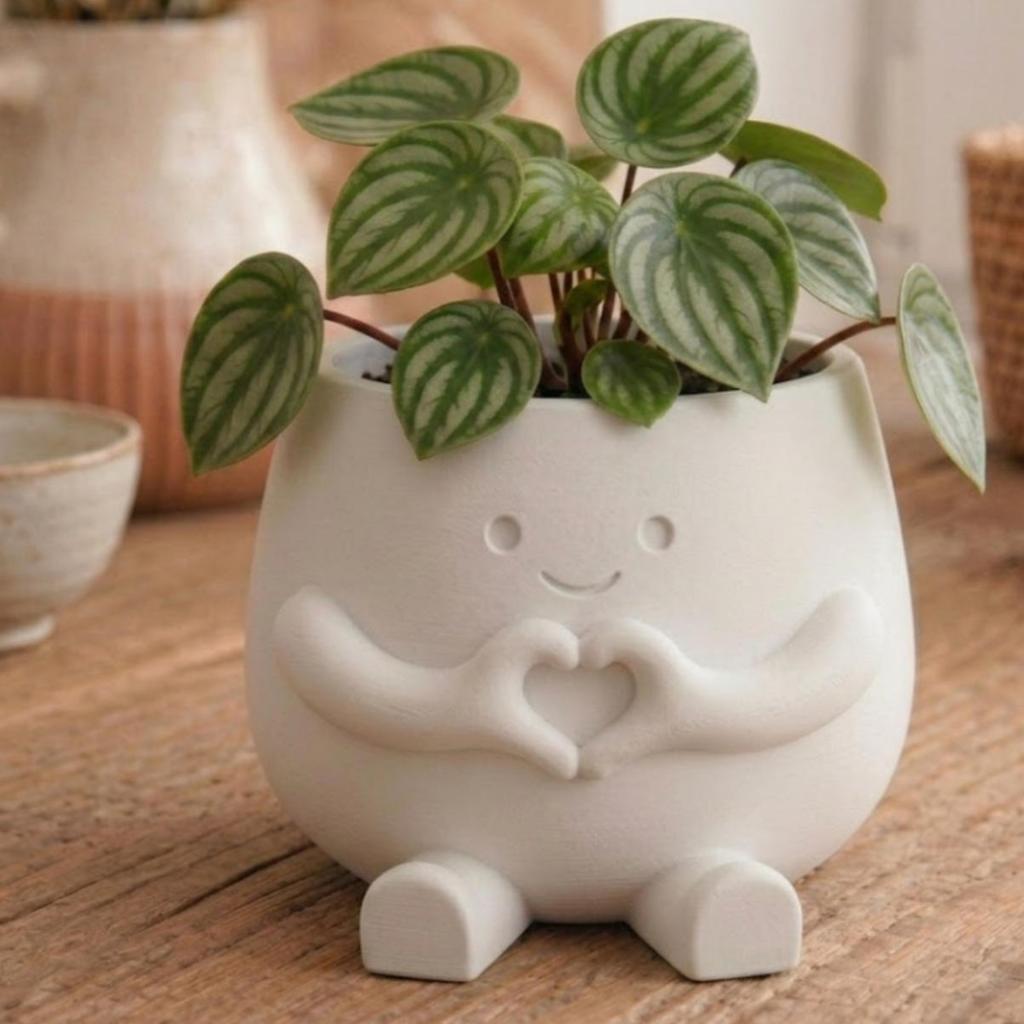 Ceramic Succulent Planter Pot with Cute Smiling Face Design Creative Desktop Decoration Small Flowerpot for Indoor Plants and Office Desk Use
