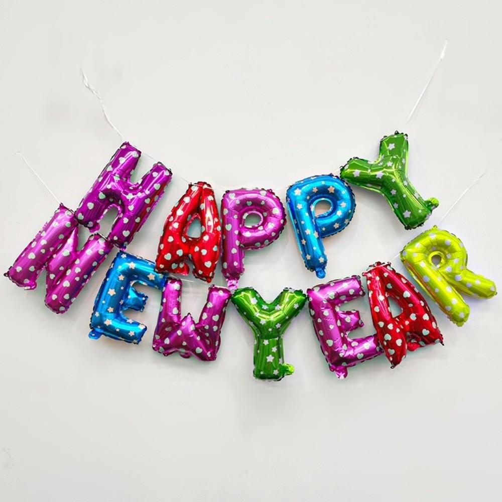 Happy New Year 2026 Alphabet Balloons Holiday Ornaments New Year Colorful Foil Balloons Inflatable Party Supplies