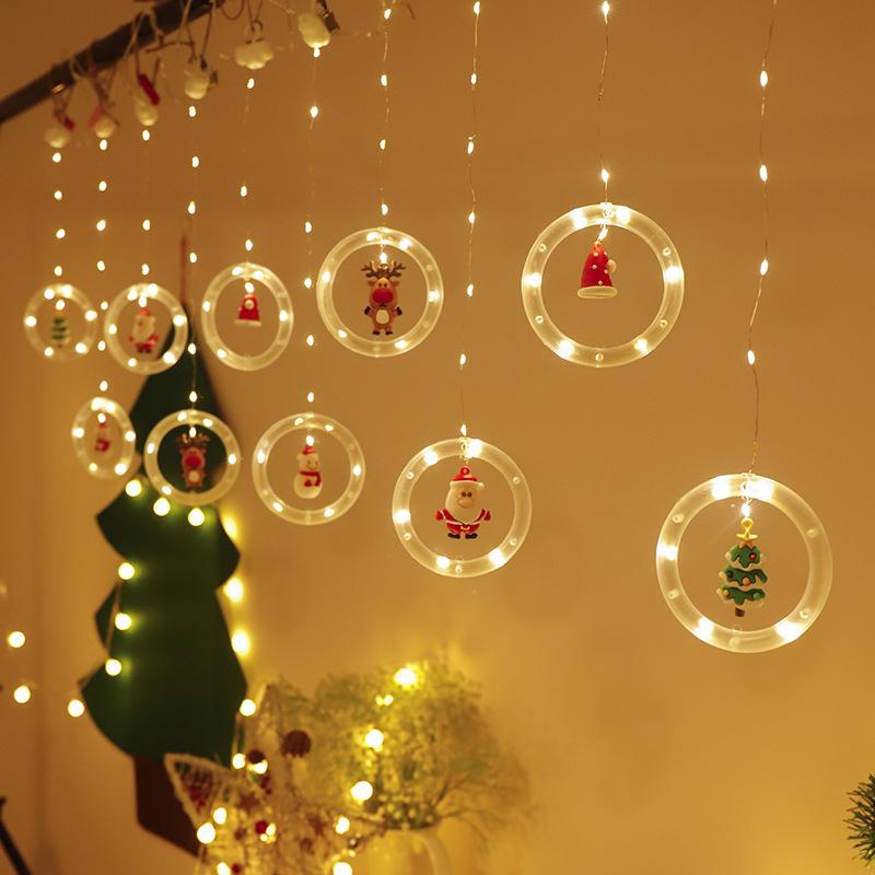 LED Santa Claus Christmas Curtain String Lights for Windows - Festive Cartoon Decoration