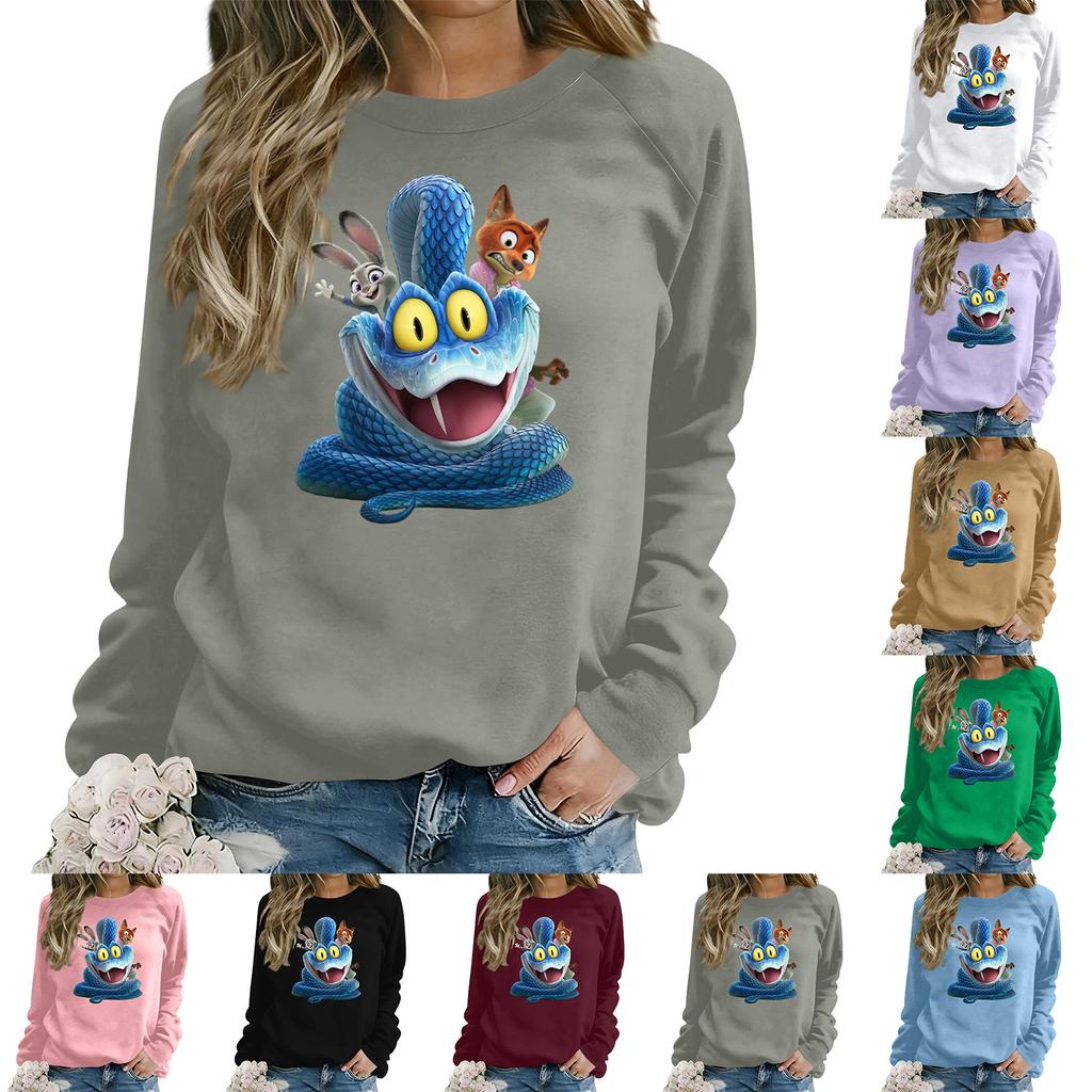 Hanorac larg casual de damă cu mânecă lungă și imprimeu