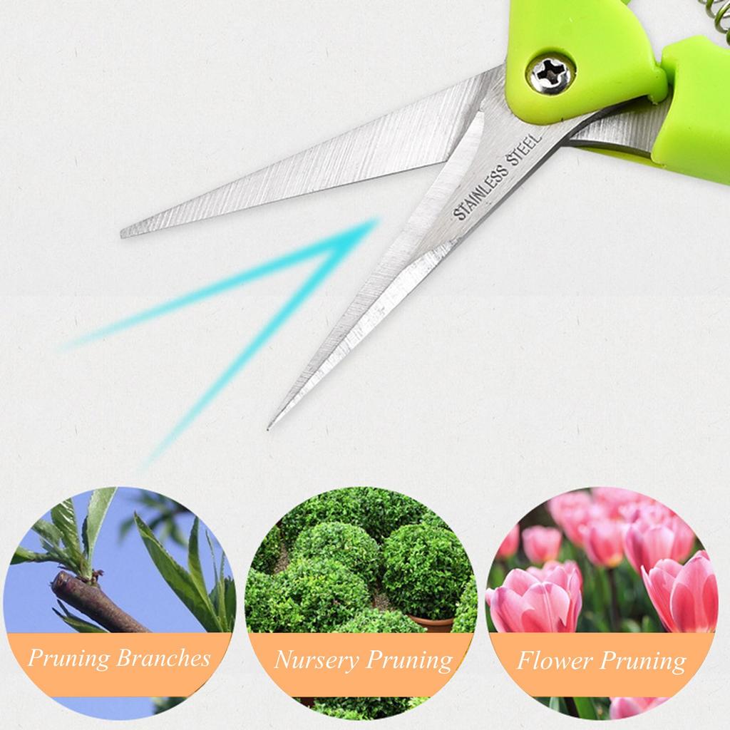 Stainless Steel Hand Elbow Spring Safety Lock Garden Pruning Scissors Outdoor