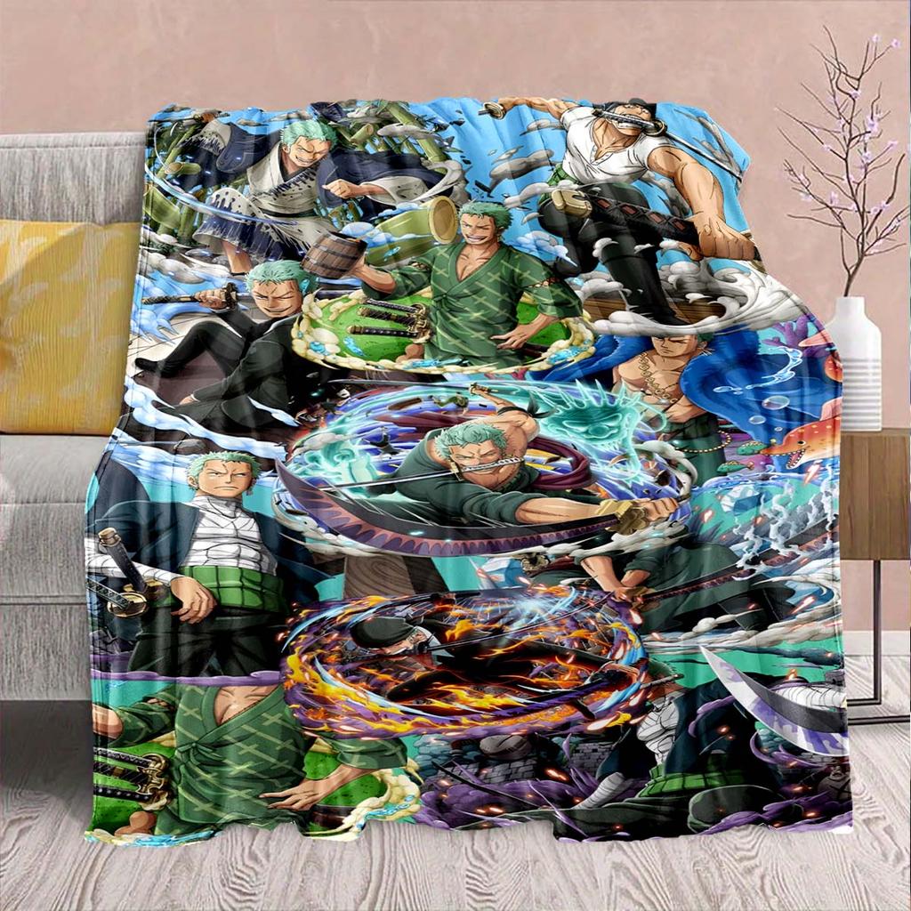 One Piece Anime Flannel Blanket - Soft Warm Perfect for Sofa, Bedding Camping Travel Office Home Decor -QJY
