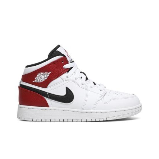 Air Jordan 1 Mid GS Chicago Retro Sneakers White and Red 554725-116