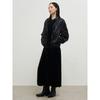Anggae Washed Velvet Long Dress Black