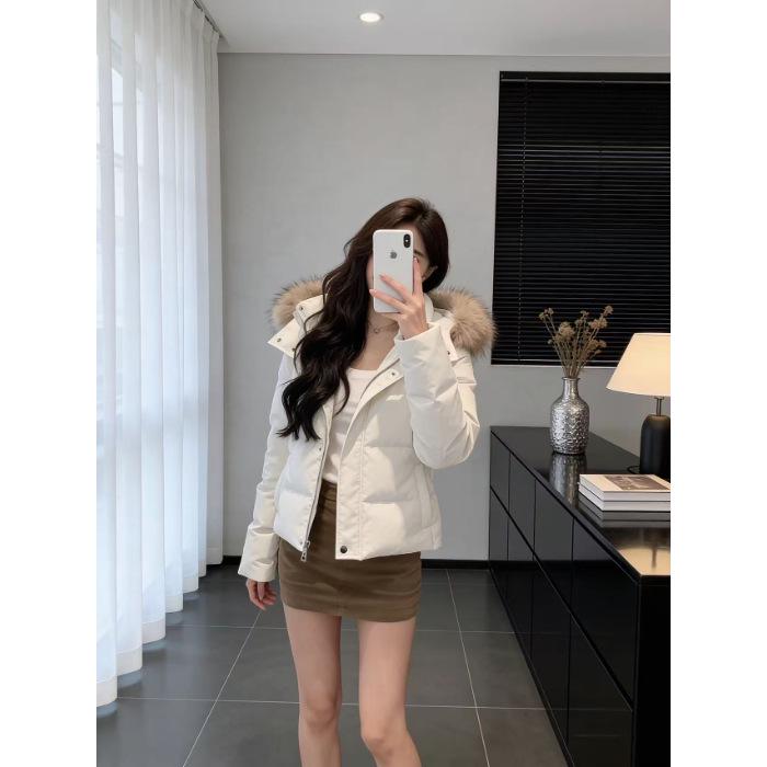 Korean Style Women s Slim Fit White Down Cotton Jacket - Winter Waist-Cinched Outerwear Extra Large белый
