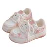 Pink platform bread shoes female stars 2025 autumn new chic niche design breathable sports little white shoes