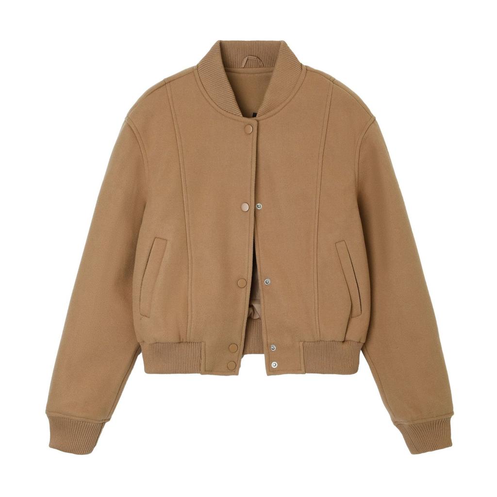 European Beautiful Women's Short Jacket Autumn and Winter New Retro Round Neck Jacket Single-breasted Woolen Top