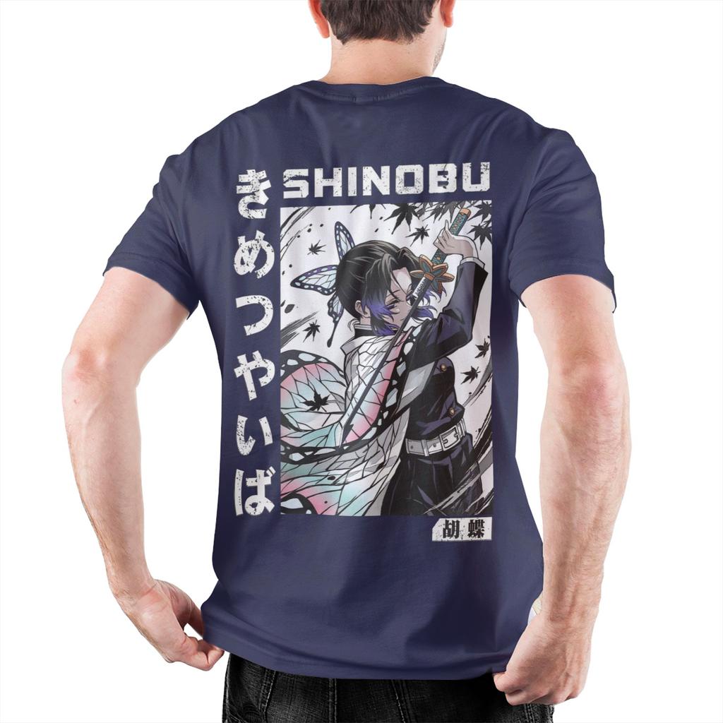 Men Demons Slayers Kocho Shinobu Inked Slashes T Shirt  Pure Cotton Tops Funny Short Sleeve Crewneck Tees Plus Size TShirt
