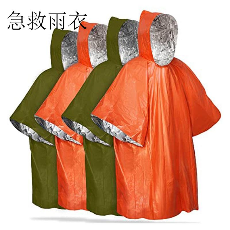 Emergency Raincoat Survival Gear for Camping, Thermal Insulation Blanket, Outdoor Rescue Kit