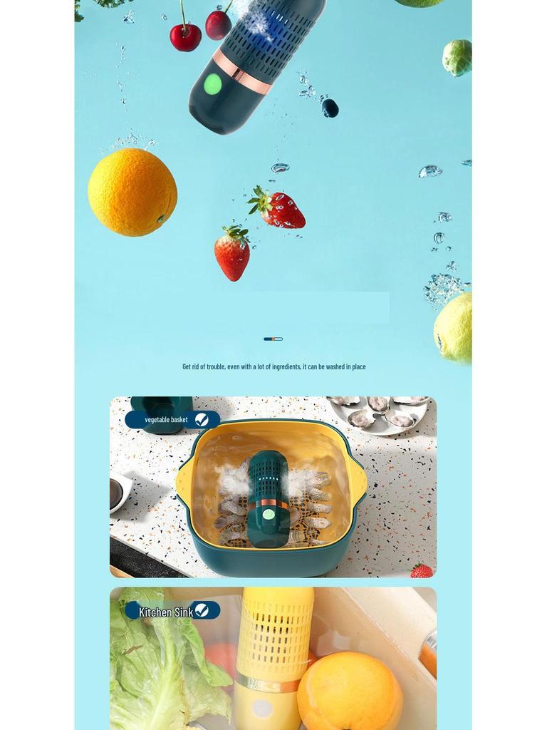 Wireless Fruit & Vegetable Purifier: Household Appliance for Washing and Disinfecting Produce, Removing Pesticide Residues.
