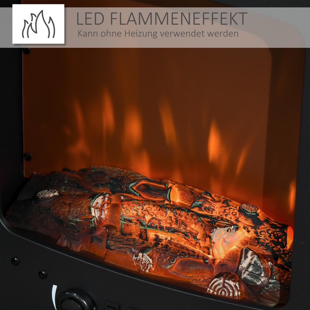 LED Electric Fireplace Freestanding Fireplace with Flame Effect 900/1800W Black