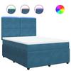 Maison Exclusive - Blue Bed Slatted Base and Mattress 140x190 Cm Velvet