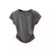 Hot Girl Pure Desire Slim Fit Waist-Cinching Short Sleeve T-Shirt - Women's Trendy Solid Color Summer Pullover