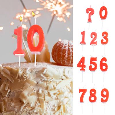1 PC New Red Digital Candle Birthday Number Cake Candle 0 1 2 3 4 5 6 7 8 9 Cake Topper Baby Party Supplies Decoration
