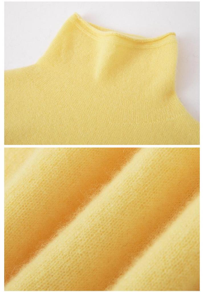 Lekasha Women's 100% Pure Cashmere High Neck Seamless Knit Jacket for Autumn and Winter