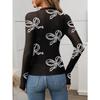 Women S Sexy Y2k Sheer Mesh Long Sleeve T Shirt Half High Neck Slim Fit