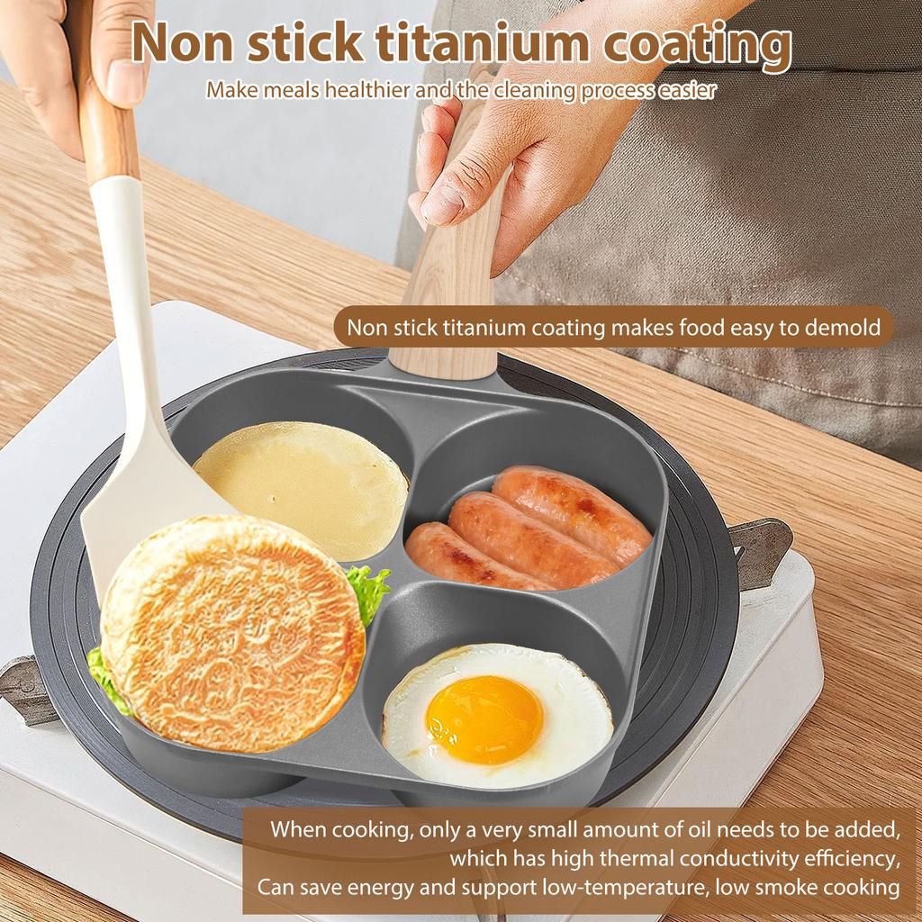 Egg Pan Omelette Pan 4 in 1 Fried Egg Pan for Induction Cookers Egg Pancake Pan with Non Stick Coating for Gas Electric Stoves