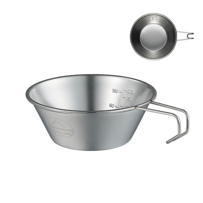 Durable Camping Plates and Bowls Set Camping Accessories Cookware Sets Foldable Camping Bowl With Handle 122mm серебряный