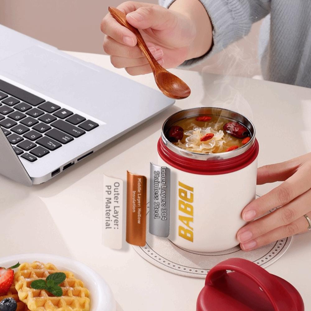304 Stainless Steel Insulated Breakfast Mug 450ml Leak-Proof Hot & Cold Mug Double Wall With Handle Thermal Travel Mug Lunch Use
