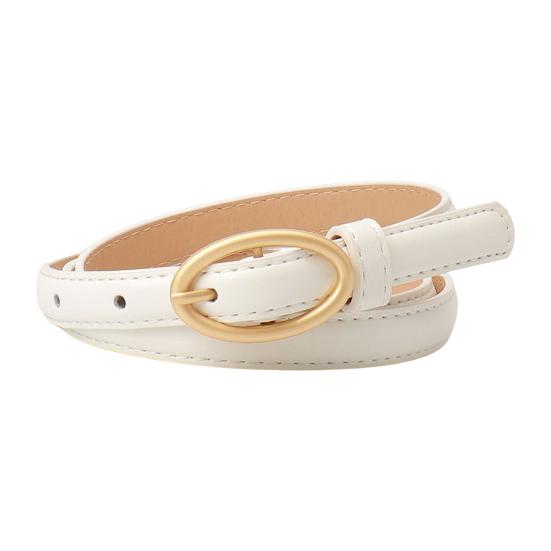 

Женский ремень с металлической овальной пряжкой, декором и несколькими отверстиями, регулируемая длина, пояс из искусственной кожи, аксессуар для рубашки или свитера белый