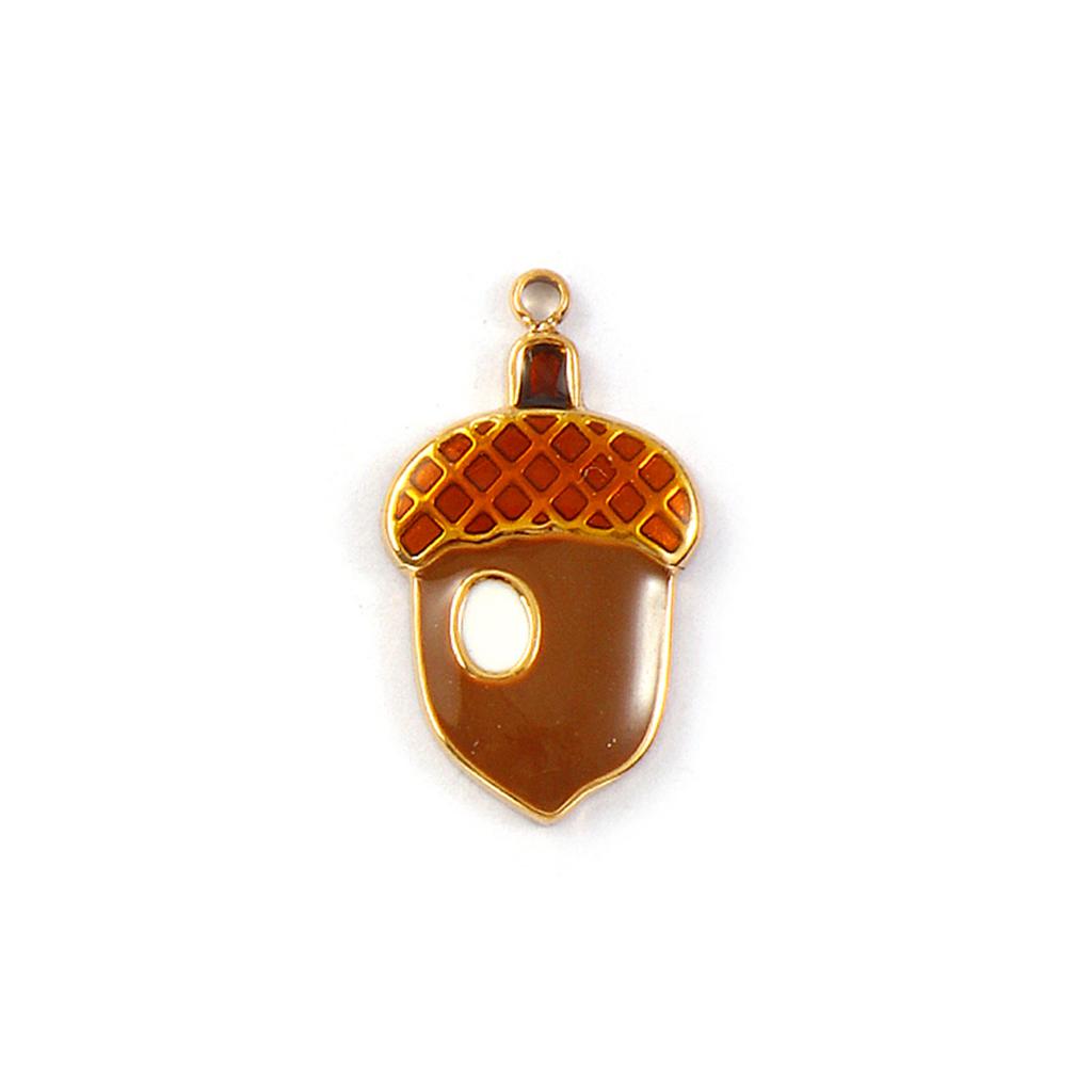 1Piece 304 Stainless Steel Charms 18K Gold Plated Enamel Strawberry Acorn Snail Mushroom Pendant For DIY Necklace Jewelry Making