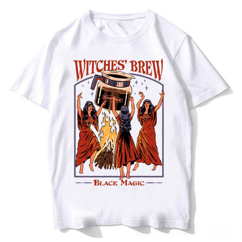 Halloween Hexentrank Kaffee Schwarze Magie Unisex T-Shirt Sommerkleidung Freizeitkleidung T-Shirt Hohe Qualität Baumwolle Atmungsaktive Oberteile