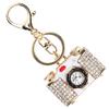 Key Ring CameraShaped with Rhinestone Decoration Keychain Craft Small Gift Pendant Bag Ornament