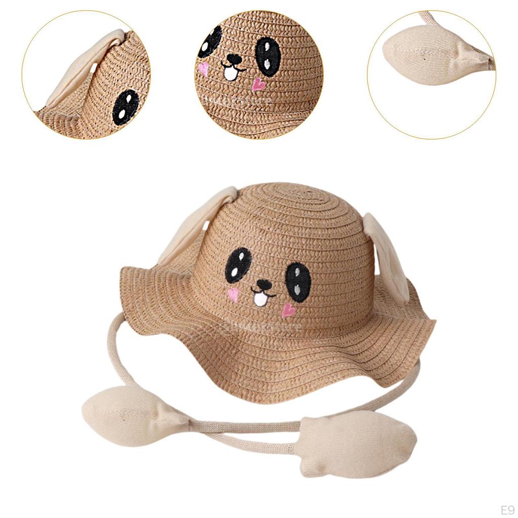 Bunny Straws Hat Caps Cute Fashionable Sun for Trips Fancy Dress Parties Gift