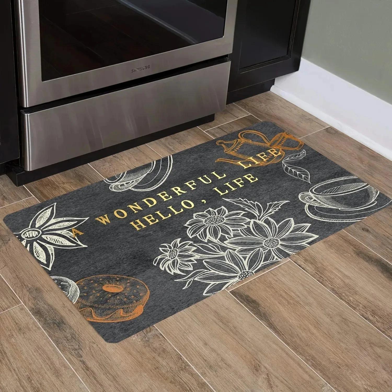 

1PC Starfish Seashell Pattern Kitchen Rug Non-Slip Door Mats Pop design Bathroom Rug Bath Mat Carpet for Home Sink Laundry Decor 40cm x 60cm