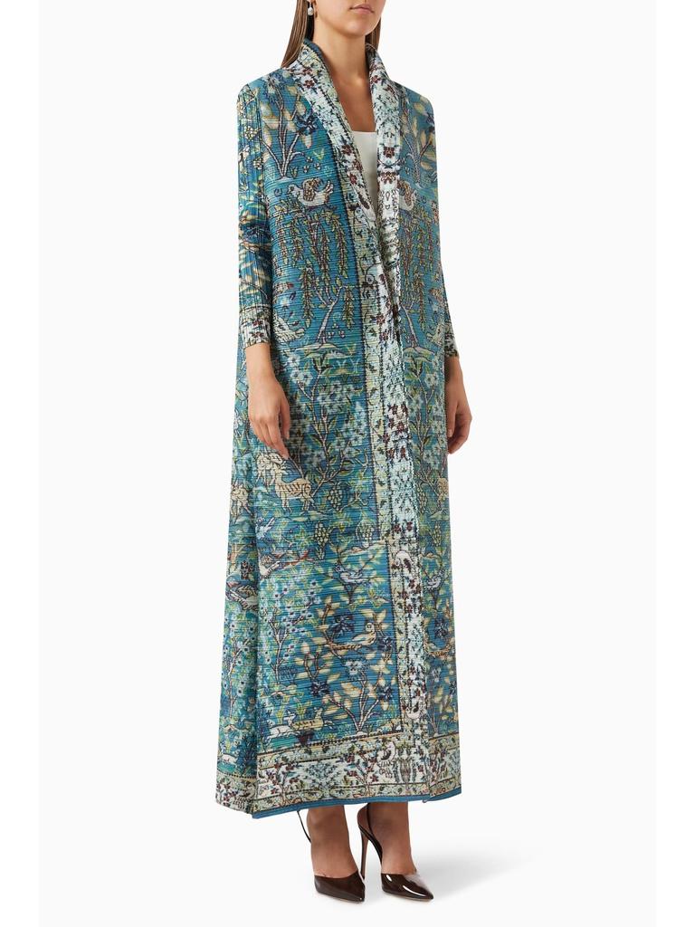 Miyake Pleats Women's High-End Printed Trench Coat Cardigan Muslim Robe