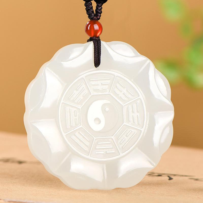 Authentic Hotan Mutton Fat Bagua Jade Pendant for Men & Women