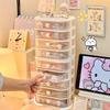 Desktop Storage Box Student Stationery Desk Multi-layer Organizer Clear Drawer with Cute Stickers Accessories Organizer Rack