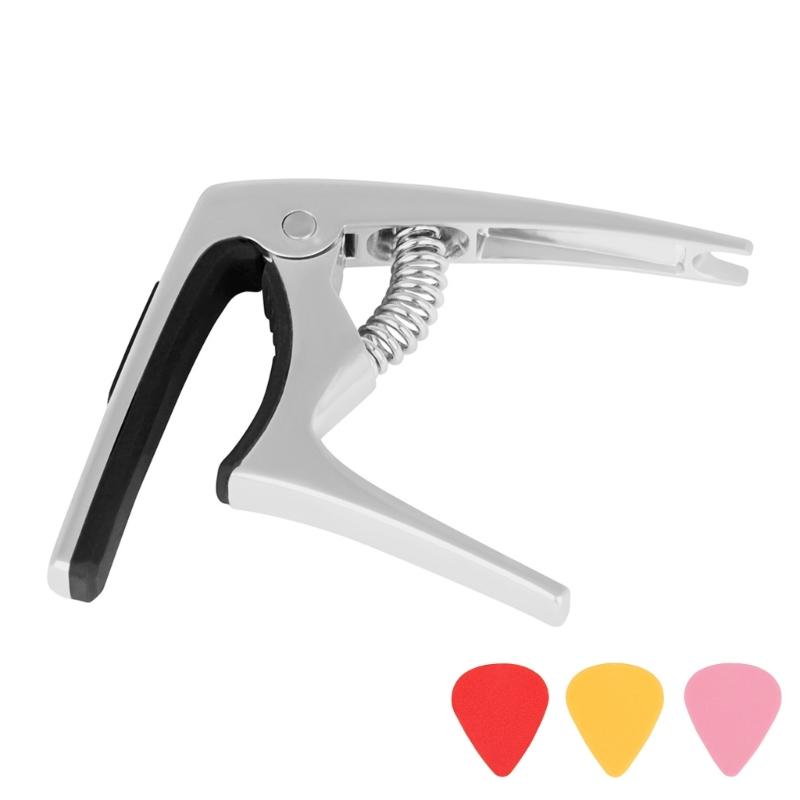 Guitar Capo Tone Clip with 3 Plectrums for Acoustic Electric Guitar Bass Ukulele