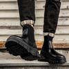 Autumn Winter Men's Chelsea Boots Fashion Designer Socks Boots Men Black Leather Ankle Boots Street High Top Tooling Shoes Men
