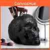 Chic Black Skull Brush Holder Resin Dcor Piece For Halloween And Gothic Home Styling