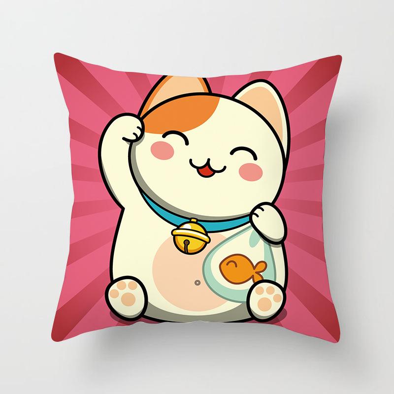 New Style of Lucky Cat Series Pillowcases, Home Office Sofa Pillow Cushion Covers, Seats