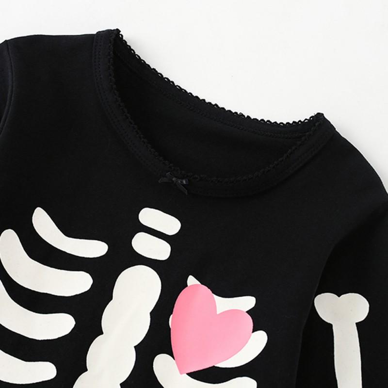 2025 Halloween Kids 2-Piece Pajamas Set Glow In Dark Cotton Blend Loungewear Toddler Boys Girls 3-8Y