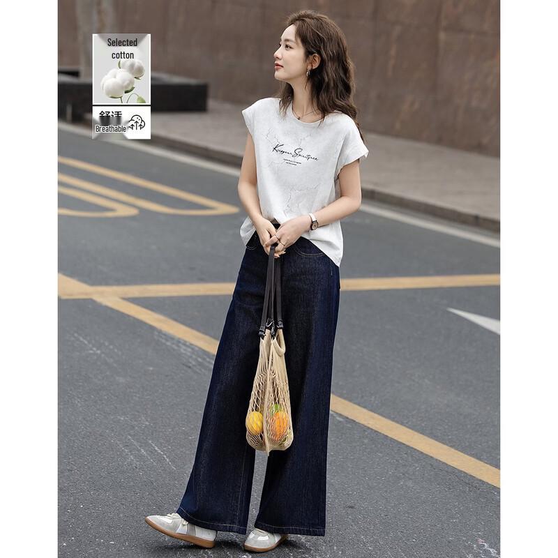 Demana Women s Cloud Cotton Tie-Dye Letter T-Shirt S