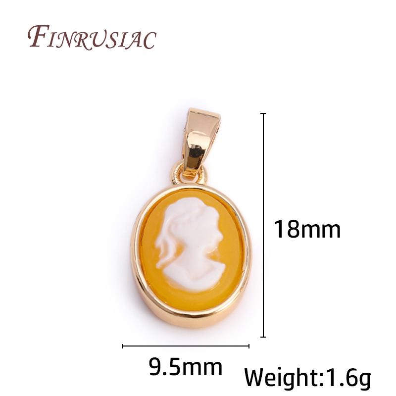 18K Real Gold Plated Lady Cameo Pendants DIY Necklace Making Accessories,Classic Oval Connector Pendant Findings Wholesale