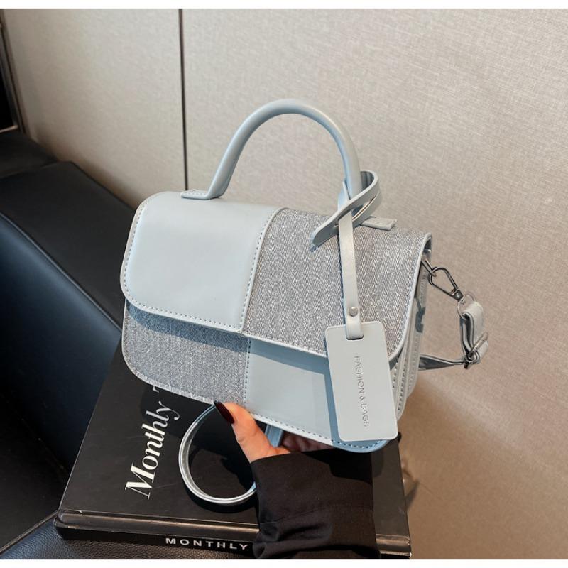 

Small bag women s autumn and winter versatile new splicing shoulder messenger bag women s portable small square bag синий