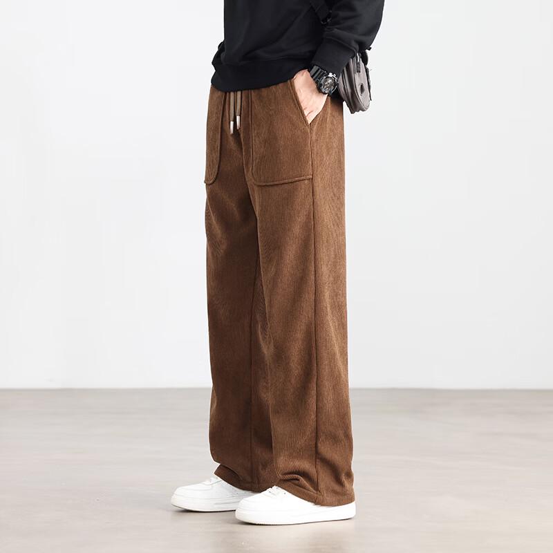 Langsha Men's Casual Loose-Fit Straight Leg Trousers