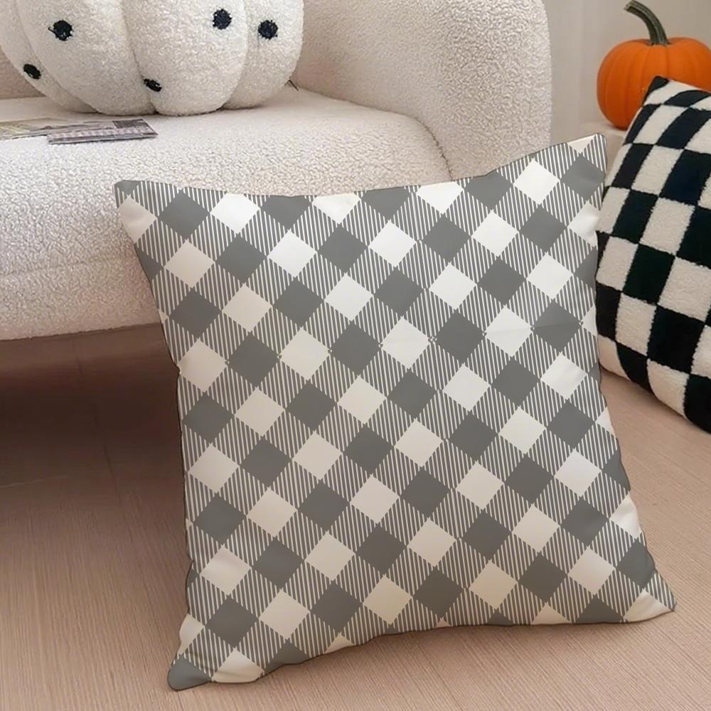 Blackandwhite Pattern Cushion Cover Throw Pillow Cover Hidden Button Durable Polyester Chair Cushion