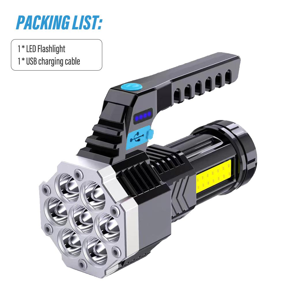 Super bright 7LED flashlight Rechargeable torch Portable searchlight Outdoor camping light With high brightness COB side light