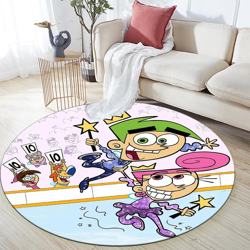 The Fairly OddParents2 Round Area Rug,Carpet Rug for Living Room Bedroom Sofa Playroom Decor,Non-slip Floor Mat