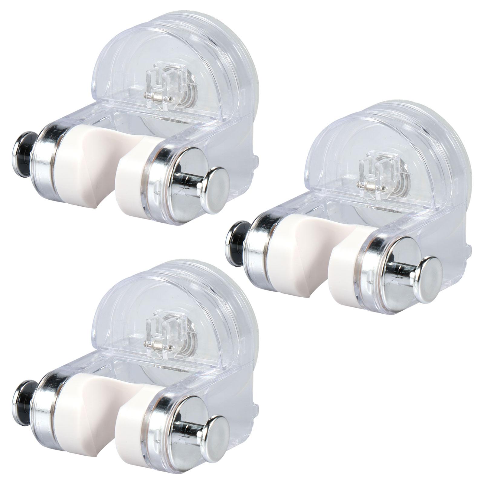 

3 шт. Регулируемый держатель для душевой лейки на 360° с присоской и 2 крючками для ванной комнаты, настенное крепление, неперфорированное, интегрированное