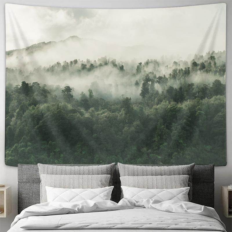 Misty Forest Landscape Hanging Cloth Bedroom Decorative Mural Tapestry Wall Decoration