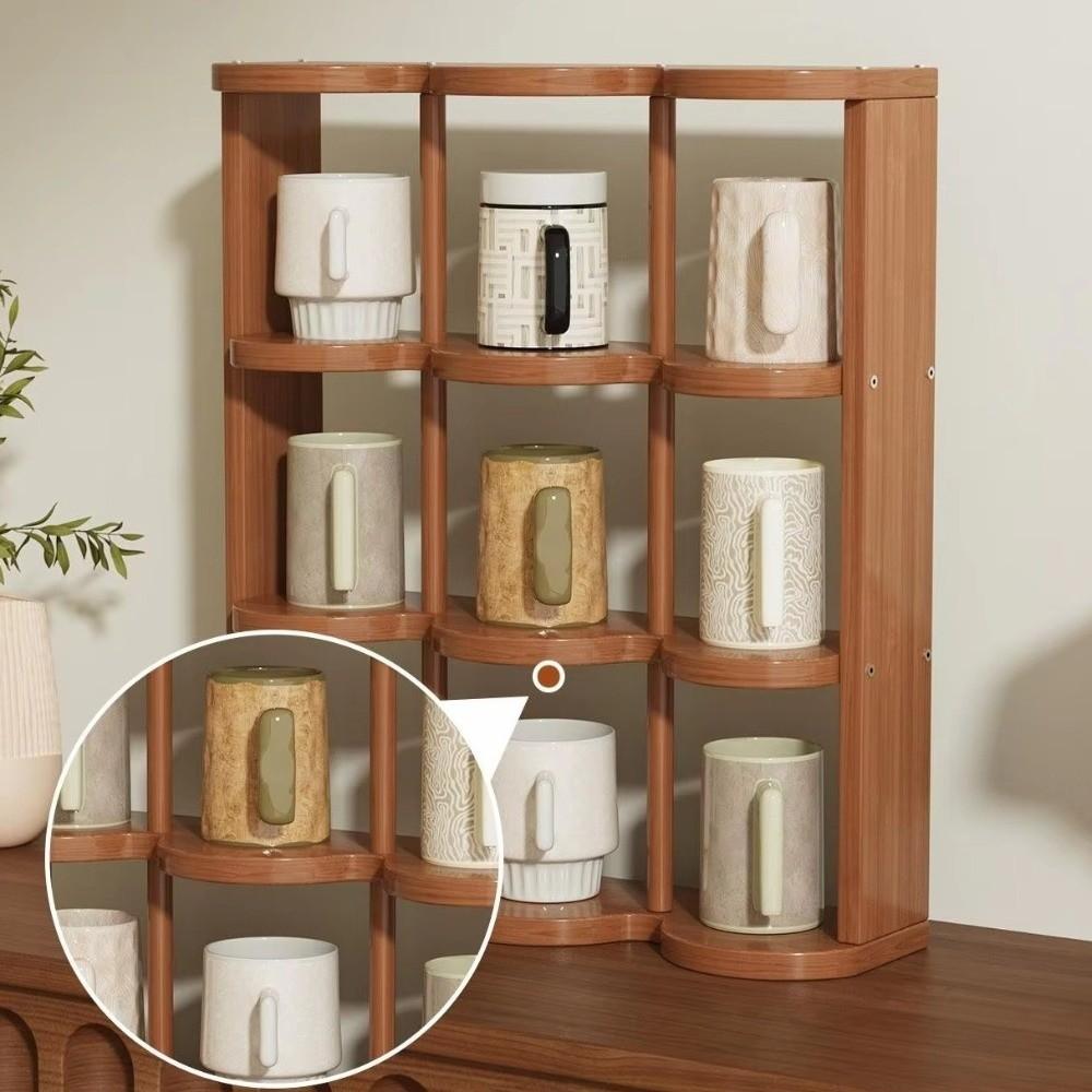 Minimalistisches Multi-Gitter Tassenaufbewahrungsregal Holz Tassen-Ausstellungsständer Schreibtisch-Organizer Kaffeetasse