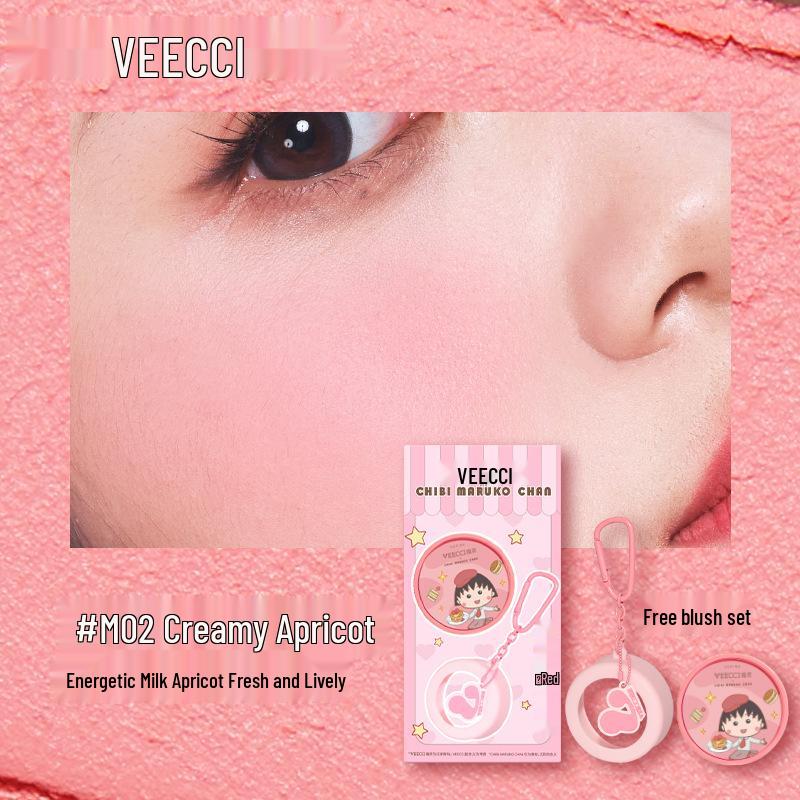 VEECCI X Chibi Maruko-chan Pat Pat Cushion Blush: Watery Glow Multi-use Cream Blush.