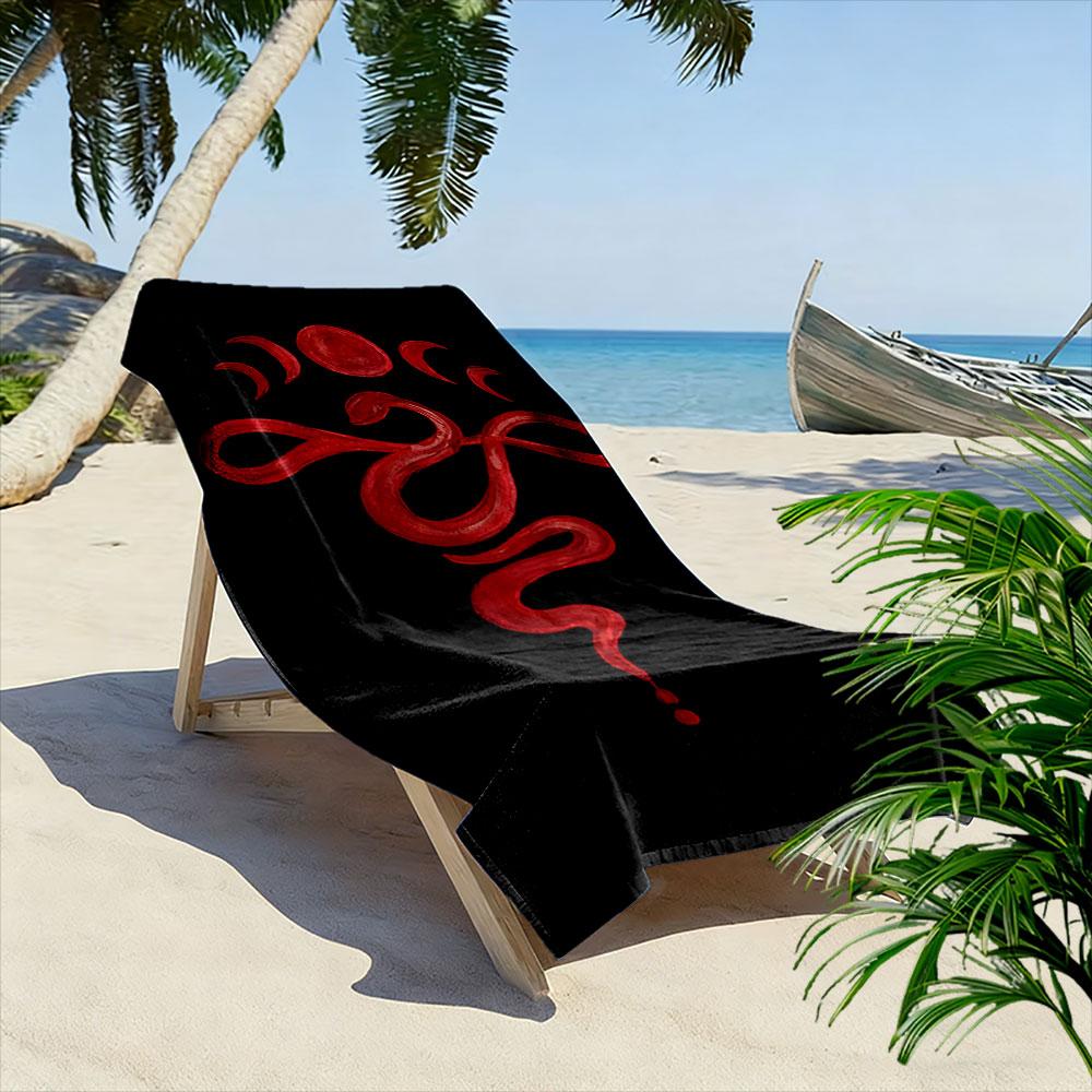 Serpentine elegance lunar embrace Print beach towel, quick drying, suitable for travel, outdoor sports, jogging, the beach and swimming, gift