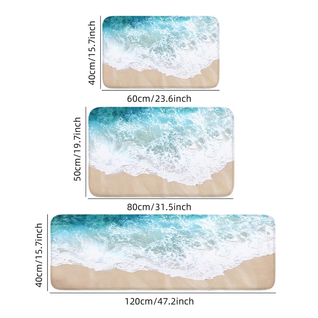 1 Stück Welle Strand Badematte, ultraweiches wasserabsorbierendes Polyester rutschfester Teppich waschmaschinenwaschbar rechteckig Plüsch kni